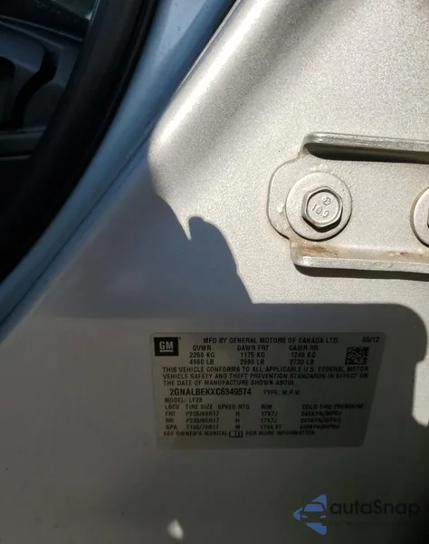 2012 Chevrolet Equinox Ls z USA, uszkodzony, nr VIN 2GNALBEKXC6349574